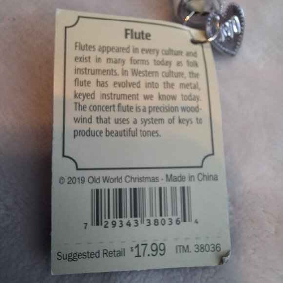 Old World Christmas Flute Glass Christmas Ornament 38036 Hand Crafted Instrument - Picture 3 of 6